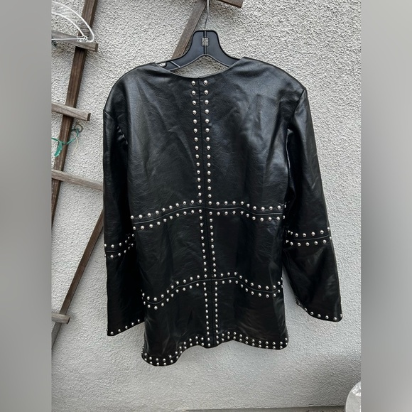 H&M Stud-embellished coated Leather dress in Black - Picture 10 of 10
